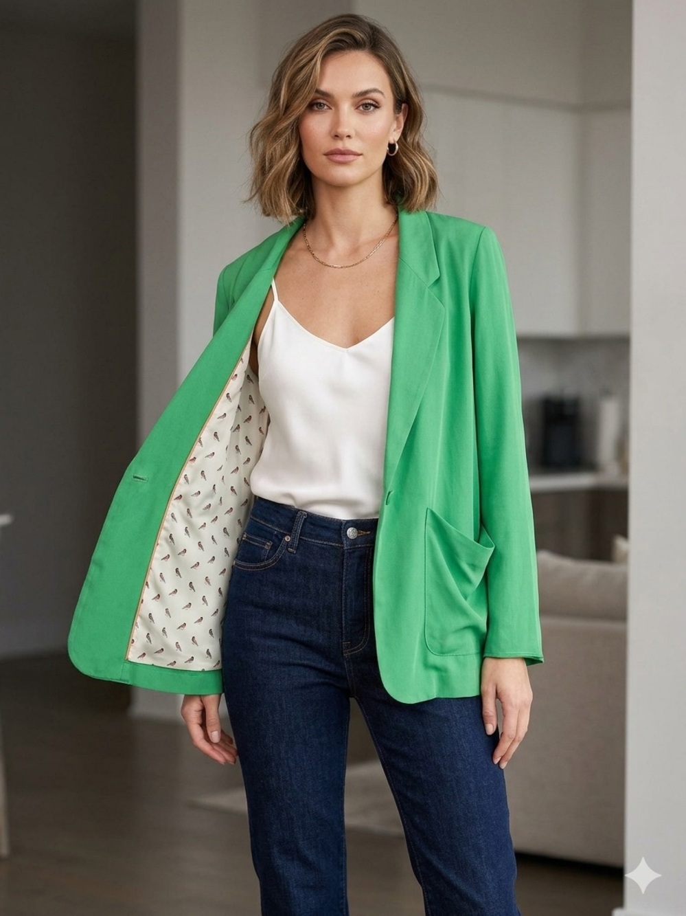 Pink Martini Bright Green Relaxed Blazer